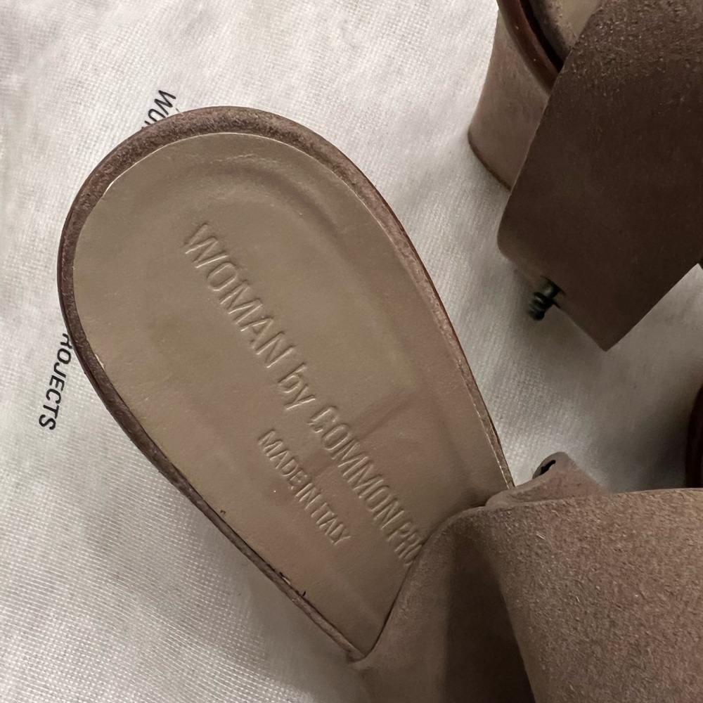 Common Projects Taupe Suede Open Toe Heel With An… - image 5